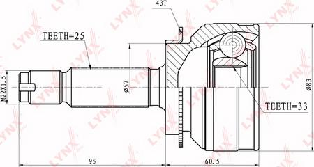 LYNXauto CO-3640A - Шарнирный комплект, ШРУС, приводной вал autosila-amz.com
