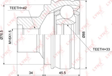LYNXauto CO-3833 - Шарнирный комплект, ШРУС, приводной вал autosila-amz.com