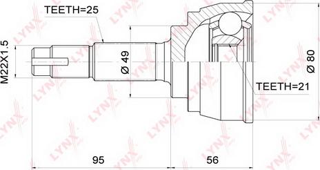 LYNXauto CO-3705 - ШРУС наружный NISSAN Tiida(C11) 1.5 04> / Note(E11/E12) 1.2-1.5 10> autosila-amz.com