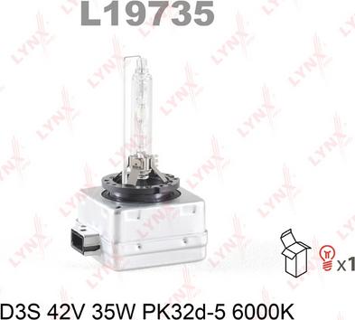LYNXauto L19735 - Лампа D3S 12V 35W PK32D-5 газоразрядная (гарантия 12 мес.) autosila-amz.com