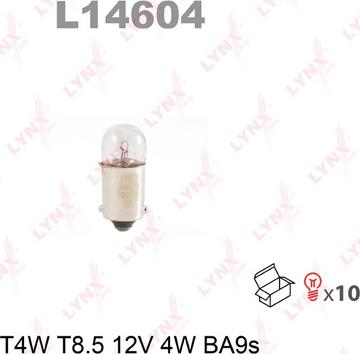 LYNXauto L14604 - Лампа доп. освещ. T4W T8.5 12V 4W BA9S (мин. 10 шт.) autosila-amz.com
