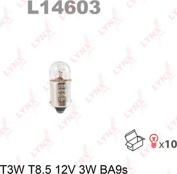 LYNXauto L14603 - Лампа накаливания T3W T8.5 12V 3W BA9S autosila-amz.com