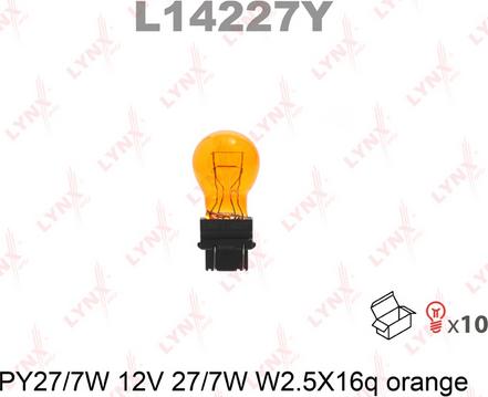 LYNXauto L14227Y - Лампа 12V PY27/7W 27/7W W2,5x16q LYNXauto 1 шт. картон L14227Y autosila-amz.com