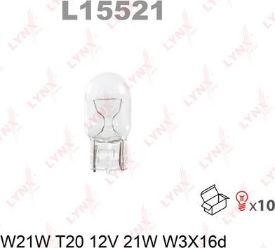 LYNXauto L15521 - Лампа доп. освещ. W21W T20 12V 21W W3X16d (мин. 10 шт.) autosila-amz.com