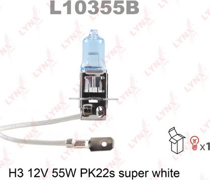 LYNXauto L10355B - Лампа H3 12V55W PK22S SUPER WHITE автомоб. (гарантия 12 мес.) autosila-amz.com