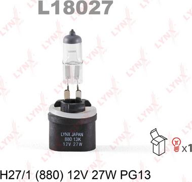 LYNXauto L18027 - Лампа 12V H27 27W PG13 LYNXauto 1 шт. картон L18027 autosila-amz.com