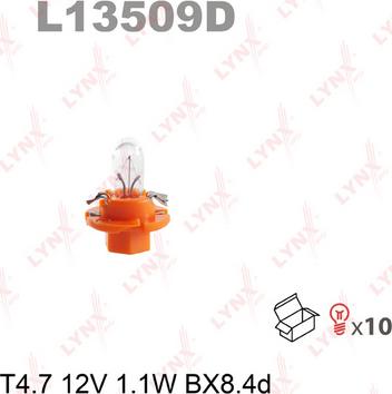 LYNXauto L13509D - Лампа накаливания T4.7 12V 1.1W BX8.4d autosila-amz.com