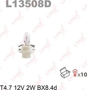 LYNXauto L13508D - Лампа накаливания, освещение щитка приборов autosila-amz.com
