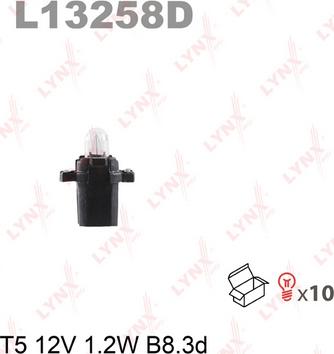 LYNXauto L13258D - Лампа T5 12V 1.2W B8.3d накаливания (гарантия 12 мес) autosila-amz.com