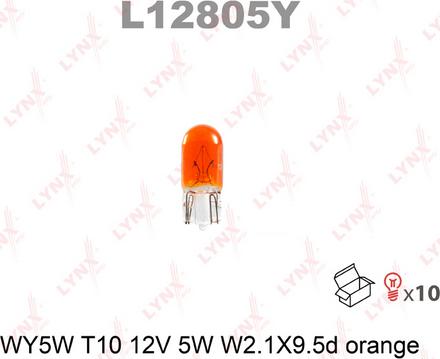 LYNXauto L12805Y - Лампа накаливания 12V WY5W T10 5W W2.1X9.5d L12805Y autosila-amz.com