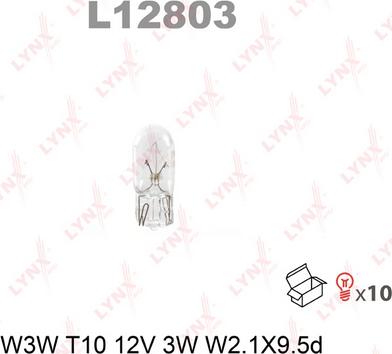 LYNXauto L12803 - Лампа накаливания W3W T10 12V 3W W2.1X9.5d L12803 autosila-amz.com