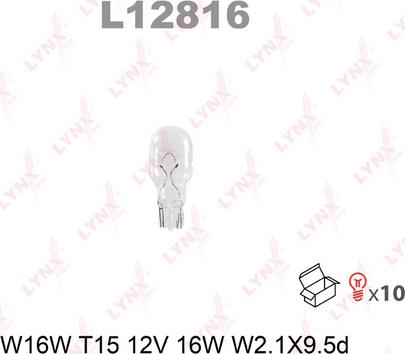 LYNXauto L12816 - лампа накаливания W16W (10 шт. в упаковке) autosila-amz.com
