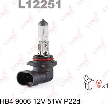 LYNXauto L12251 - Лампа накаливания, фара дальнего света autosila-amz.com