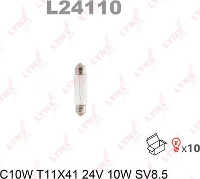 LYNXauto L24110 - Лампа 24V C10W 12W SV8,5-8 LYNXauto 1 шт. картон L24110 autosila-amz.com
