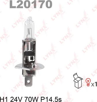 LYNXauto L20170 - лампа! галогенная H1 24V 70W (P14.5s)\ MB, MAN, DAF autosila-amz.com