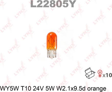 LYNXauto L22805Y - Лампа доп. освещ. WY5W T10 24V 5W W2,1X9,5d ORANGE (в упак. 10 шт.) autosila-amz.com