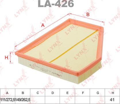 LYNXauto LA-426 - Воздушный фильтр, двигатель autosila-amz.com