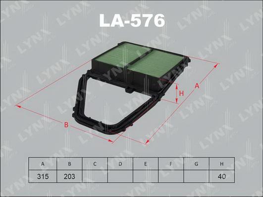 LYNXauto LA-576 - Воздушный фильтр, двигатель autosila-amz.com