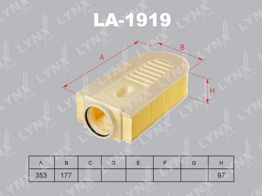 LYNXauto LA-1919 - Воздушный фильтр, двигатель autosila-amz.com