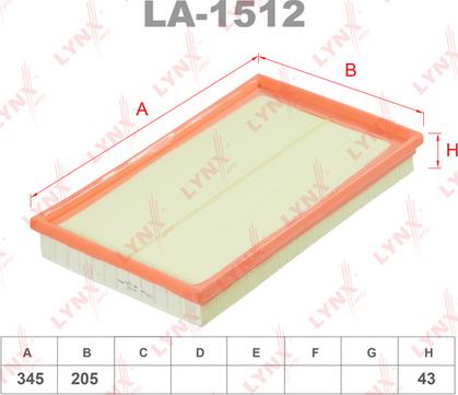 LYNXauto LA-1512 - Воздушный фильтр, двигатель autosila-amz.com