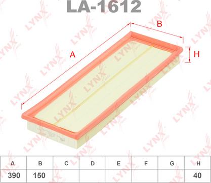 LYNXauto LA-1612 - Фильтр воздушный FORD Mondeo 1.6-2.0 93-00 autosila-amz.com