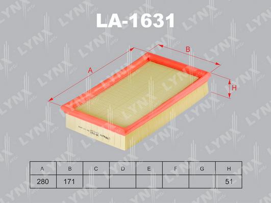 LYNXauto LA-1631 - Воздушный фильтр, двигатель autosila-amz.com