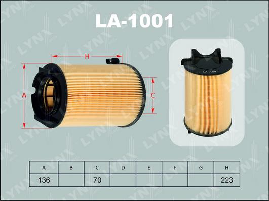LYNXauto LA-1001 - Воздушный фильтр, двигатель autosila-amz.com