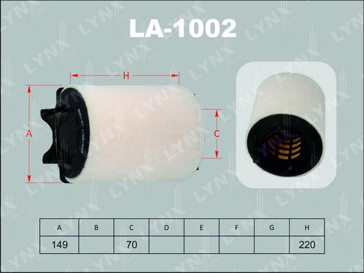 LYNXauto LA-1002 - Воздушный фильтр, двигатель autosila-amz.com