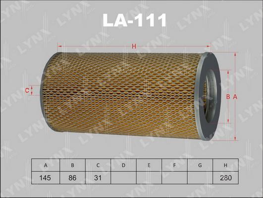 LYNXauto LA-111 - Воздушный фильтр, двигатель autosila-amz.com