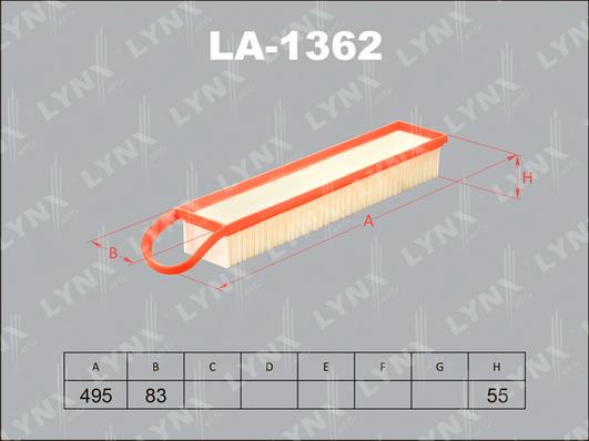 LYNXauto LA-1362 - Воздушный фильтр, двигатель autosila-amz.com