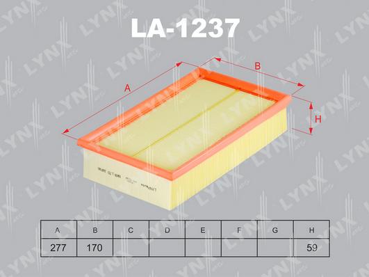 LYNXauto LA-1237 - Воздушный фильтр, двигатель autosila-amz.com