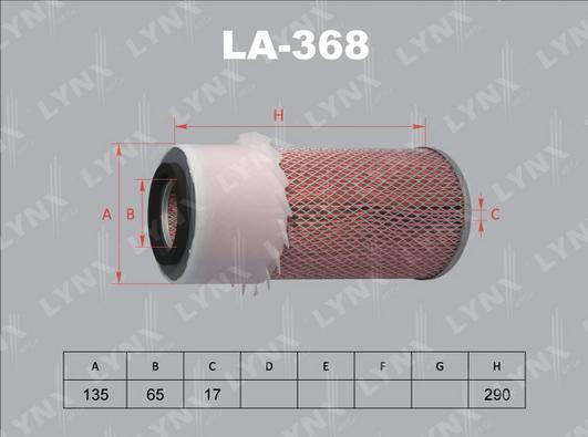 LYNXauto LA-368 - Воздушный фильтр, двигатель autosila-amz.com