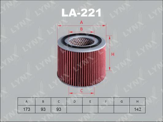 LYNXauto LA-221 - Воздушный фильтр, двигатель autosila-amz.com
