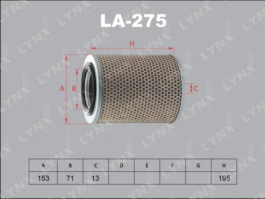 LYNXauto LA-275 - Воздушный фильтр, двигатель autosila-amz.com