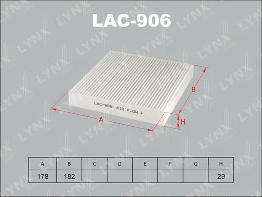 LYNXauto LAC-906 - Фильтр воздуха в салоне autosila-amz.com