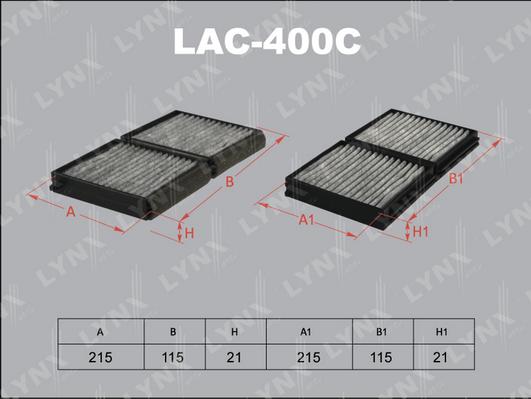 LYNXauto LAC-400C - Фильтр воздуха в салоне autosila-amz.com