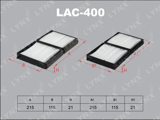 LYNXauto LAC-400 - Фильтр воздуха в салоне autosila-amz.com