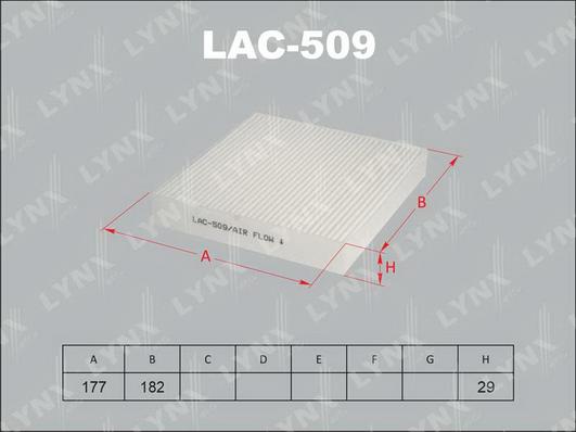 LYNXauto LAC-509 - Фильтр воздуха в салоне autosila-amz.com