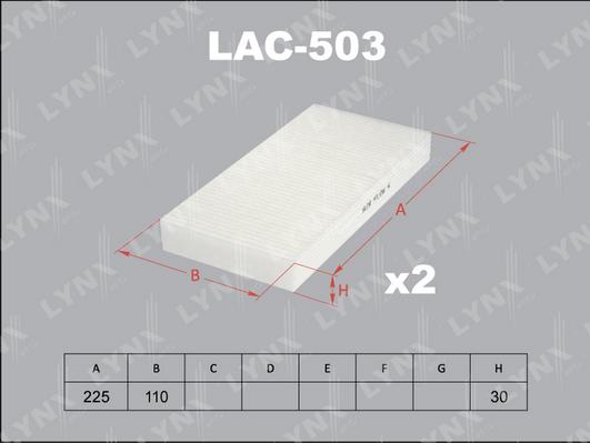 LYNXauto LAC-503 - Фильтр салонный (комплект 2 шт.) HONDA Stream (RN) 01-06, Civic VII 01-05, CR-V II (RD) 01-06 autosila-amz.com