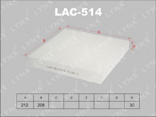 LYNXauto LAC-514 - Фильтр воздуха в салоне autosila-amz.com