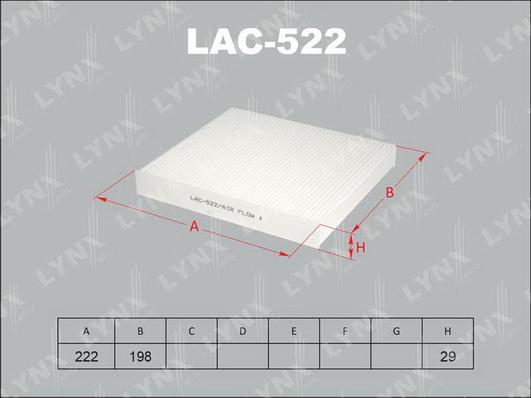 LYNXauto LAC-522 - Фильтр воздуха в салоне autosila-amz.com