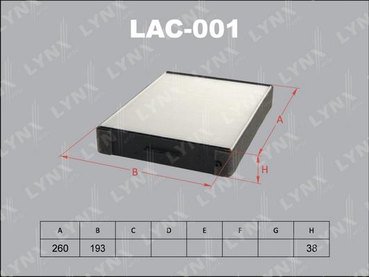 LYNXauto LAC-001 - Фильтр воздуха в салоне autosila-amz.com