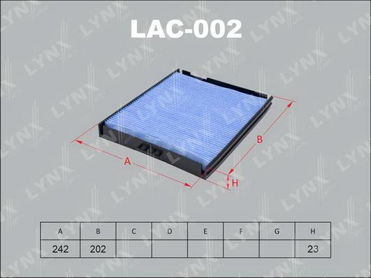 LYNXauto LAC-002 - Фильтр воздуха в салоне autosila-amz.com