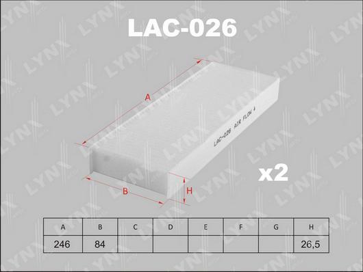 LYNXauto LAC-026 - Фильтр воздуха в салоне autosila-amz.com