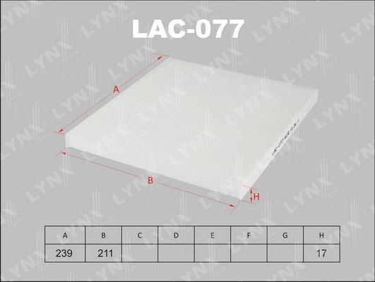 LYNXauto LAC-077 - Фильтр воздуха в салоне autosila-amz.com