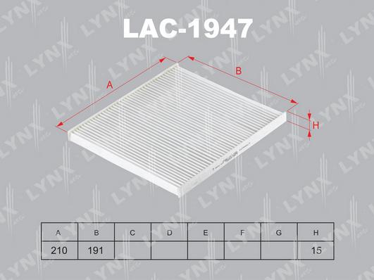 LYNXauto LAC-1947 - Фильтр воздуха в салоне autosila-amz.com