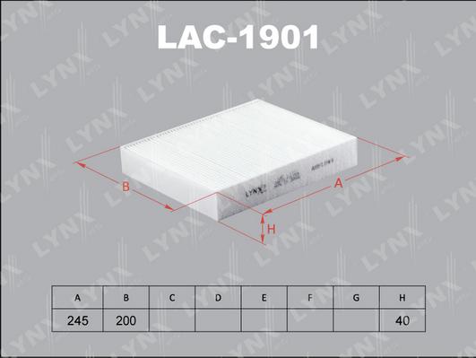 LYNXauto LAC-1901 - Фильтр воздуха в салоне autosila-amz.com
