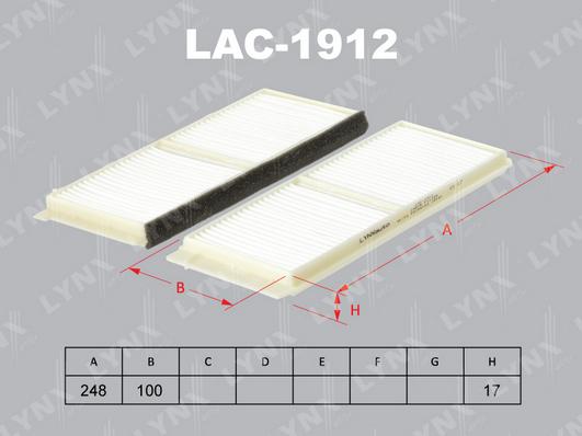 LYNXauto LAC-1912 - Фильтр воздуха в салоне autosila-amz.com