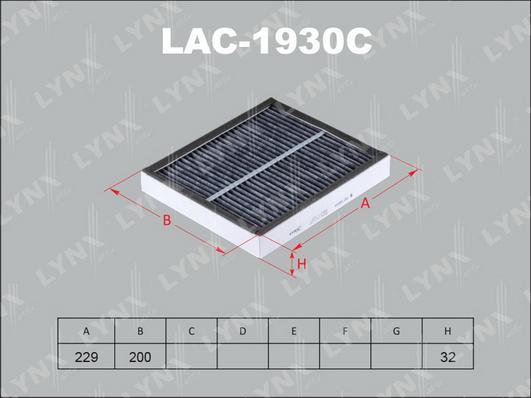 LYNXauto LAC-1930C - Фильтр салонный угольный подходит для INFINITI FX 08- LAC-1930C autosila-amz.com