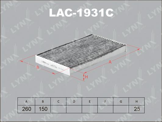 LYNXauto LAC-1931C - Фильтр воздуха в салоне autosila-amz.com